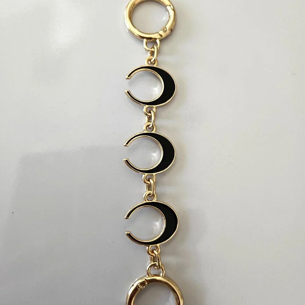 Handbag Purse Chain Handle Strap Crossbody Extender "C' - Gold Tone/Black - Picture 3 of 3